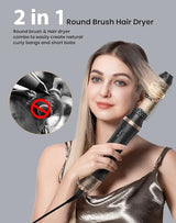 Hair Blow Dryer Styler Set, 5 in 1 Hot Air Brush Auto Wrap Curlers & Straightener & Volumizer Pro Kit, Ionic Technology, 60000RPM High Speed Drying, Round Comb Multi Styler Anion Electric