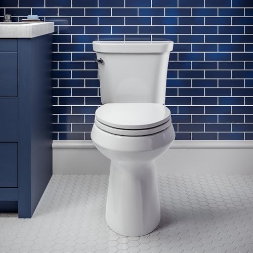 Mayfair Ashton Easy to Clean Single Hinge Toilet Seat, Modern Slow Close Wood Toilet Seat, Made in USA, Elongated, White