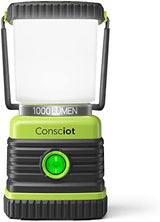 LED Camping Lantern, Consciot Battery Powered LED Lantern Flashlight, 1000LM, 4 Light Modes, IPX4 Waterproof, Survival Kits for Indoor Outdoor, Emergency Light for Home Power Outages, Hurricane, Storm