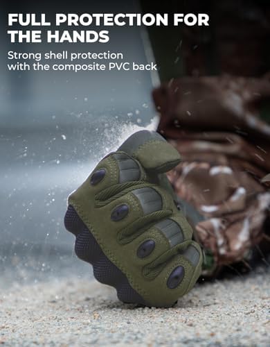 KEMIMOTO Tactical Gloves for Men, Touchscreen Motorcycle Gloves with Hard Shell & Palm Padding for Sports Motorcycle Cycling Tactical Airsoft Paintball Hunting Hiking Camping Climbing