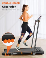 THERUN Walking Pad, 2.5 HP Under Desk, 2 in 1 Foldable for Home, Walking Pad with Handle Bar, 15" Widened Running Belt with Remote Control & LED Touch Screen