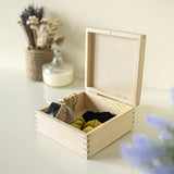 Creative Deco Wooden Storage Box Unpainted Plain | 6.37 x 6.37 x 2.83 in | Square Box with Lid | Perfect for Storing Valuables & Small Items in The Office or Bedroom | Jewelry Box