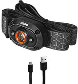 NEBO MYCRO 400 Rechargeable Headlamp | 400 Lumens, 6 Light Modes, Water Resistant, Detachable Hat Clip, Super Bright Head Lamp for Camping & Hiking, Includes Micro USB Charging Cable