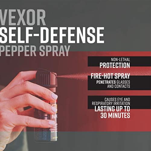 Vexor Pepper Spray Full Axis with Belt Clip for Self Defense — Maximum Police Strength, 20-Foot Range, Full Axis Capability, Flip Top Safety for Quick and Accurate Aim, Protection