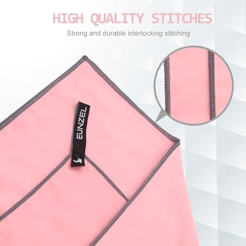 Eunzel 2 Pack Quick Dry Camping Towel, Microfiber Travel Towel 3 Size at 1 Pack,Fast Drying Towel Set for Camping, Beach, Gym, Sports, Yoga & Swimming Pool, Pink/Taro Purple