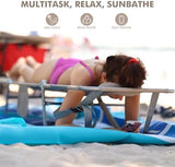 3 in 1 Women Comfort Backpack Tanning Beach Chair with Face Hole & Cushion | Portable Folding Lounge Sun Chair for Adult Outside Reading Sunbathing Poolside Camping | Reclining 6 Position | Royal Blue