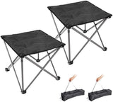 FUNDANGO Folding Camping Stool, 2 Pack 18.1 Inch Oversized Foot Stools 330 Lbs Heavy Duty Portable Padded Seat Anti-Slip Foots & Carry Bag for Fishing Outdoor Lawn Travel (Black)