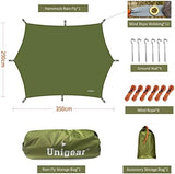 Unigear Hexagon Hammock Rain Fly,15x14FT/12x10FT Multifunctional Waterproof Camping Tarp,Lightweight and Compact Tent Tarp for Backpacking, Hiking, Traveling