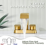 Ultimate Unicorn Bathroom Faucet for Sink Brushed Gold, 4 Inch Bathroom Sink Faucet for 3 Hole or 2 Hole, 2 Handle Waterfall Faucets with Pop up Drain, Centerset Faucets for RV Counter