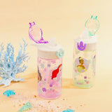 Zak Designs Disney Princess Sage Kids Water Bottle For School or Travel, 16oz Durable Plastic With Straw and Leak-Proof Spout Cover, 2-Pack (Ariel, Cinderella, Jasmine, Moana, Rapunzel, Tiana)