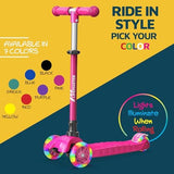 Kids Scooter – Children and Toddler 3 Wheel Kick Scooter – LED Wheel Lights Illuminate When Rolling– Adjustable Handlebar – Indoor and Outdoor