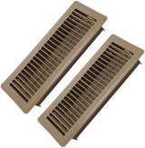 4" x 12" Floor Register 2 Pack - Heavy Duty Steel Walkable Floor Vents - Easy Adjust Air Supply Lever - Vent Covers for Home (Brown)
