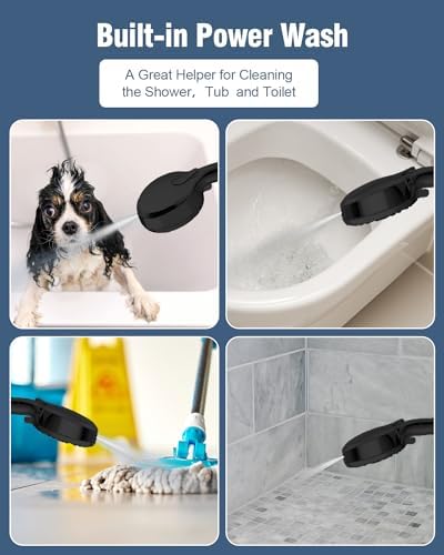 Filtered Shower Head with Handheld Matte Black, BOWGER 6 Modes High Pressure Shower Heads with Power Wash Mode and Hard Water Filter, Detachable Hand Held Showerhead Set with Extra Long Hose