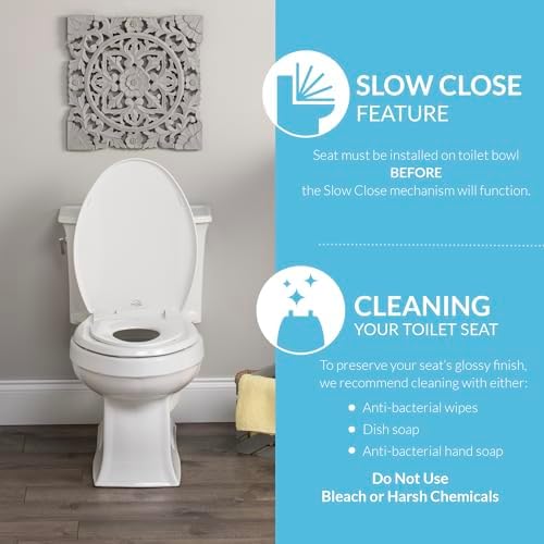 Little2Big Toilet Seat with Built-In Potty Training Seat, Slow Close, Durable Plastic, Made in USA, ELONGATED, White