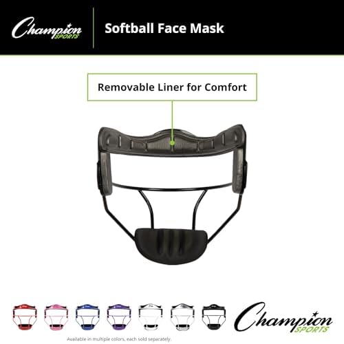 Champion Sports Steel Softball Face Mask - Classic Fielders Masks for Adults - Durable Head Guards - Premium Sports Accessories for Indoors and Outdoors - Multiple Styles