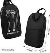 Camping Cooking Utensils Set, Stainless Steel Grill Tools, Camping BBQ Cookware Gear and Equipment for Travel Tenting RV Van Picnic Portable Kitchen Essentials Accessories