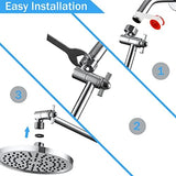 Chrome Shower Head Extension, 10 Inch Solid Brass Shower Extension Arm with Durable Anti-leak Lock Joints, Adjustable Shower Head Extension Arm