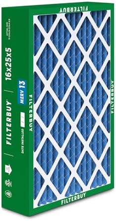 Filterbuy 16x25x5 Air Filter MERV 13 Optimal Defense (2-Pack), Pleated HVAC AC Furnace Air Filters for Honeywell FC100A1029, Lennox X6670, Carrier, & More (Actual Size: 15.75 x 24.75 x 4.38 Inches)