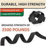 2 Inch Nylon Webbing Strap with Plastic Tri-Glide Slide Clips, 10 25 50 Yards Heavy Duty Nylon Strapping for Indoor or Outdoor Gear, DIY Crafting, Repairing