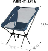 CAMEL CROWN Portable Camping Chair Lightweight Compact Folding Chair Mesh for Outdoor Camp Travel Beach Picnic Festival Hiking Backpacking Navy Blue