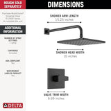 Delta Faucet Modern 14 Series Matte Black Shower Faucet, Delta Shower Trim Kit with Single-Spray Touch-Clean Black Shower Head, Matte Black T14267-BL-PP (Valve Not Included)