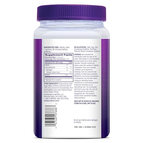 Natrol Melatonin Gummies, Sleep Support, 140 Strawberry-Flavored Adult Melatonin Gummies, 5 mg Sleep Aids for Adults