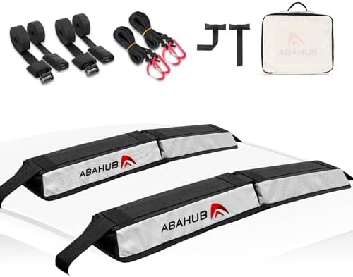 Abahub Soft Roof Rack Pads for Surfboard, SUP, Kayak, Canoe, Heavy Duty Universal Car Roof Racks System for Padle Boards, Compatible with SUVs, Sedans, Hatchbacks, 2-Door or 4-Door Cars