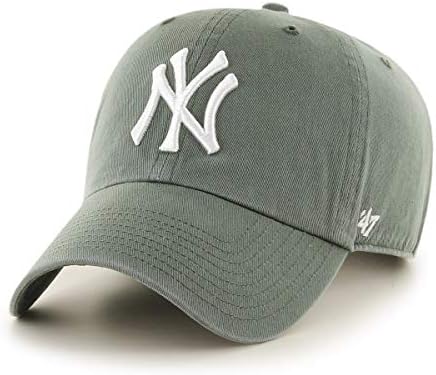 47 Brand MLB Moss Green Primary Logo Clean Up Adjustable Strap Baseball Cap Hat, Adult One Size Fits All