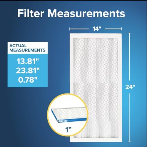 Filtrete 14x24x1 AC Furnace Air Filter, MERV 13, MPR 1900, Premium Allergen, Bacteria & Virus Filter, 3-Month Pleated 1-Inch Electrostatic Air Cleaning Filter, 2-Pack (Actual Size 13.81x23.81x0.78 in)