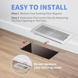 4" x 10" Floor Register 2 Pack - Heavy Duty Steel Walkable Floor Vents - Easy Adjust Air Supply Lever - Vent Covers for Home (White)