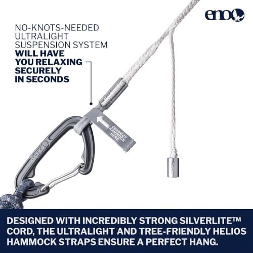 ENO, Eagles Nest Outfitters Helios Ultralight Hammock Straps Suspension System with Storage Bag, 300 LB Capacity, 8' 1" x 1"