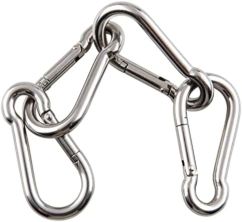 sprookber Stainless Steel Spring Snap Hook Carabiner - 304 Stainless Steel Clips, Set of 6