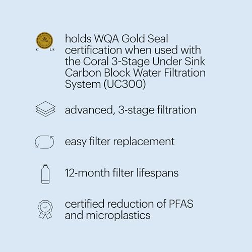Brondell H2O+ Coral UC300 Three-Stage Undercounter Water Filtration System (UF-35 Replacement Filters)