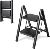 2 Step Ladder Folding Step Stool, Heavy Duty 330 Lbs Load Stepladder, Small Kitchen/Closet Ladder for Adults/Kids, Lightweight Step Ladder 2 Step Folding with Anti-Slip Wide Pedal for Home by OOSOFITT