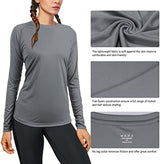 isnowood Women's Sun Protection Long Sleeve Shirts, UPF 50+ UV Rash Guard Swim Shirt, Workout Hiking Running Athletic Tops