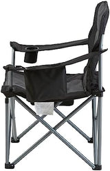 VEVOR Camping Folding Chair, Portable Heavy Duty Outdoor Quad Lumbar Back Padded with Side Pockets, Cup Holder and Cooler Bag for Beach, Lawn, Picnic, Fishing, Backpacking, Black