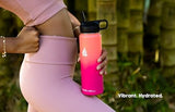 HYDRO CELL Stainless Steel Insulated Water Bottle with Straw - For Cold & Hot Drinks - Metal Vacuum Flask with Screw Cap and Modern Leakproof Sport Thermos for Adults (Coral/Punch 24oz)