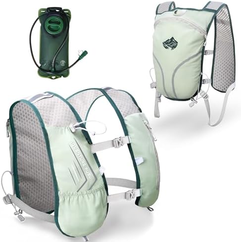 Lightweight Running Vest Hydration Backpack, Hydration Vest with 2L Water Bladders - Adjustable Chest Straps and Reflective Water Backpack Fit for Men Women Hiking Cycling Camping Festival Marathon