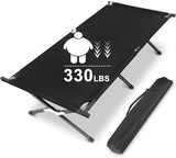 YSSOA Camping Cot, Sleeping Cots for Adults with Storage Bag, Portable and Lightweight Cot Bed for Outdoor Traveling, Hiking, Office Nap, Easy to Set up, 1 Pack, Black