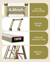 WOA WOA 5 Step Ladder, Ladders for Home, Anti-Slip Pedals, Aluminum Step Stool Foldable, Lightweight to Move, Ease of Storage, Reach 10ft for Closet Kitchen Library, Hold 300lbs - Gold