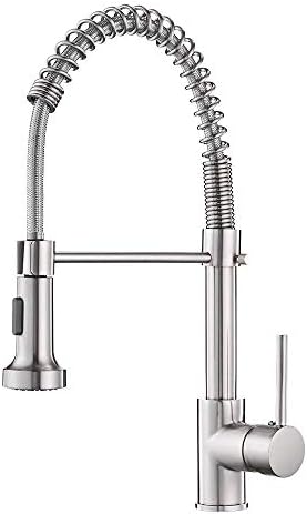 OWOFAN Kitchen Faucet with Pull Down Sprayer Industrial 1 Handle 1 Hole Or 3 Hole Faucet for Farmhouse Camper Laundry Utility Rv Wet Bar Sinks Stainless Steel Brushed Nickel