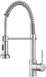 OWOFAN Kitchen Faucet with Pull Down Sprayer Industrial 1 Handle 1 Hole Or 3 Hole Faucet for Farmhouse Camper Laundry Utility Rv Wet Bar Sinks Stainless Steel Brushed Nickel