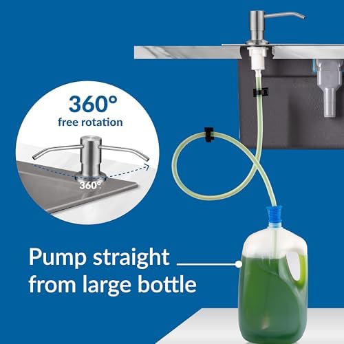 Soap Dispenser for Kitchen Sink(Brushed Nickel),Stainless Steel Countertop Dish Soap Dispenser Pump with 47 '' Extension Tube kit
