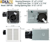 SNP100 | 100 CFM | 0.8 Sone | No Attic Access Required Bathroom Ventilation Exhaust Extractor Fan