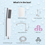 Hibbent All Metal 10'' Rainfall Shower Head, Dual Shower Head Combo, High Pressure Handheld Shower Wand, 16'' Adjustable Arc-shaped Shower Extension Arm, 71'' Hose, Showerhead Holder, Chrome
