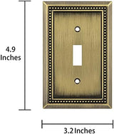 Henne Bery Sunken Pearls Heavy Duty Decorative Wall Plate Switch Plate Outlet Cover (Single Toggle, 3 Pack, Antique Brass)