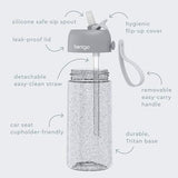 Bentgo Kids Water Bottle - Leak-Proof, Durable Tritan, BPA-Free 15 oz. Cup for Kids/Toddlers Ages 3+, Safe Sip Spout, Carrying Handle, & Dishwasher Safe for School (Glitter Edition - Silver)