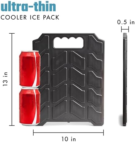 Cool Coolers by Fit & Fresh XL Slim Cooler Ice Blocks, Reusable & Long Lasting XL Ice Packs for Coolers, Slim XL Ice Packs for Cooler Bags, Space Saving, Quick Freeze, 10"x 13", Black, 3PK