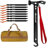 8 Pack Tent Stakes and Hammer with Canvas Storage Bag, Heavy Duty Camping Stakes for Outdoor Tent & tarp-Essential Accessories, Carbon Steel Aluminum Camping Hammer for Hiking Kit