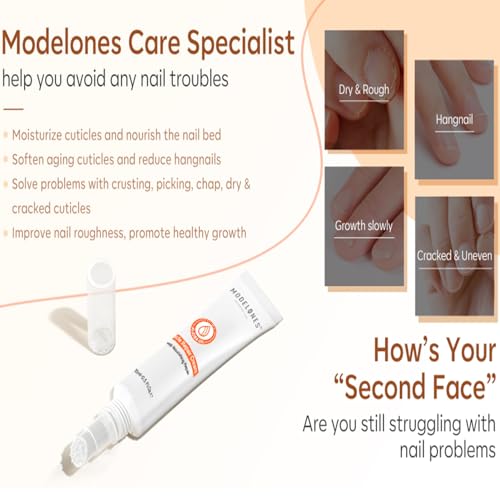 modelones Cuticle Cream, Ultra-Hydrating Nail Care for Damaged Nails Organic Jojoba Oil Vitamin E, Cuticle Non-greasy Dry Cracked Cuticles 15ML